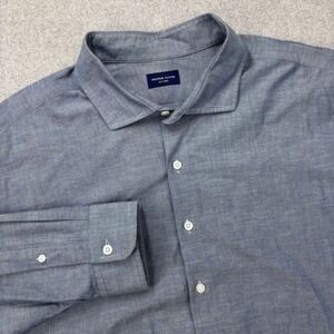 Proper Cloth Button Up Shirt Mens XXL/3XL (Measured) Blue Long Sleeve *TINY FLAW